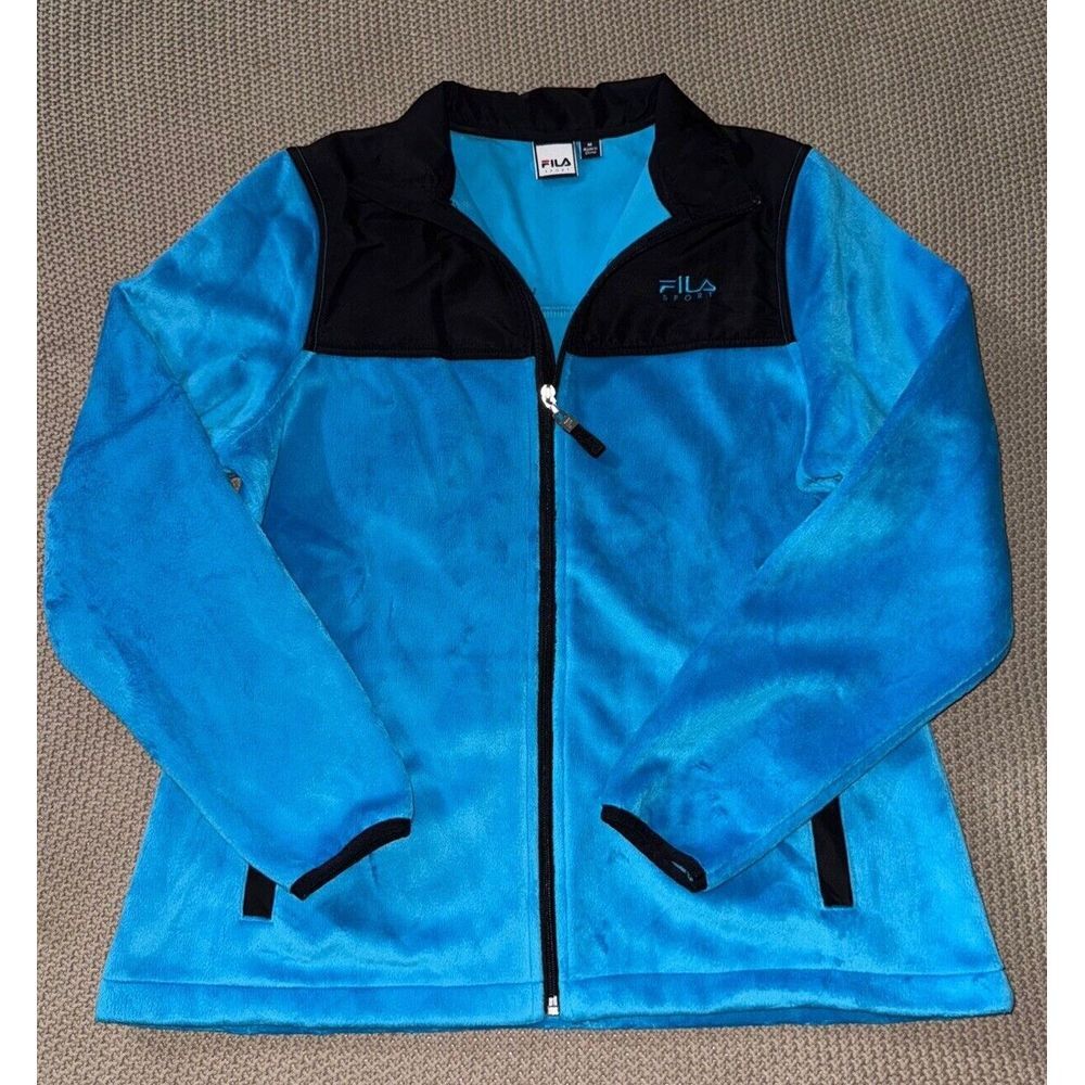 FILA SPORT Women Blue Casual Full Zip Fleece Sweater‎ Size M